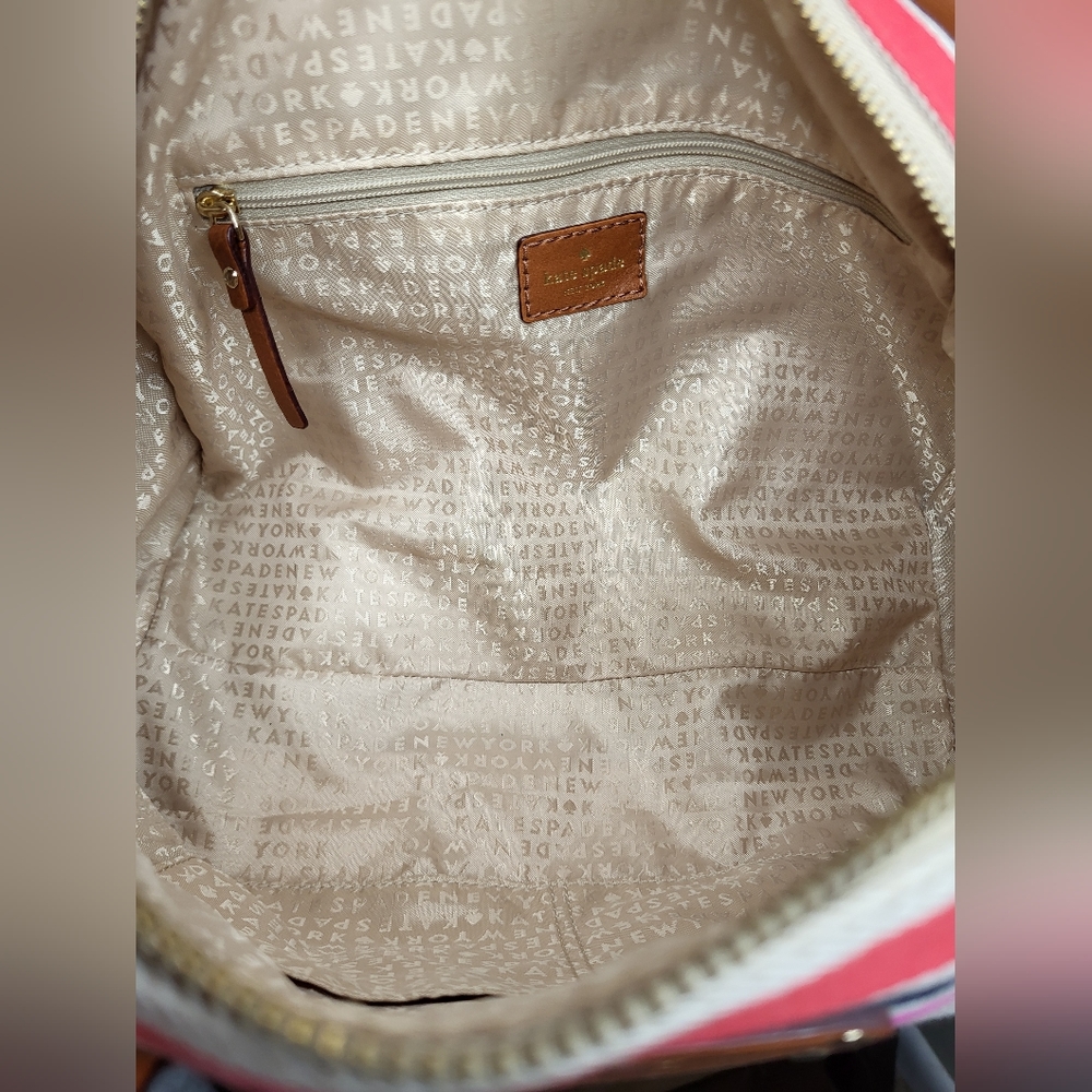 Kate Spade Pink Stripe Fabric Boston Bag - Picture 9 of 9